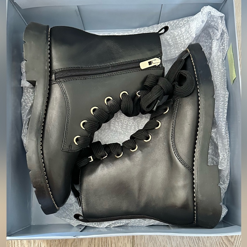 Antonio Melani Black Rhinestone Combat Boots. NIB - Picture 8 of 9